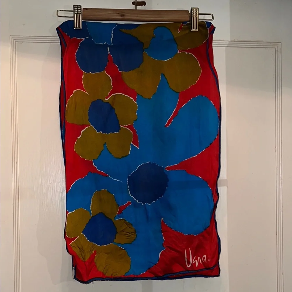 Vintage MCM Vera Neumann silk blend oblong scarf 44” x 14”